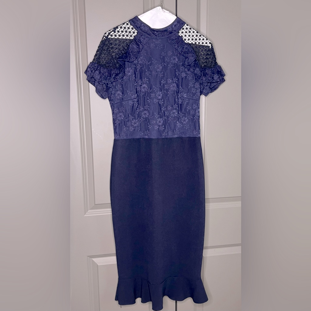 Amazing Navy Blue Short Sleeve Dress
